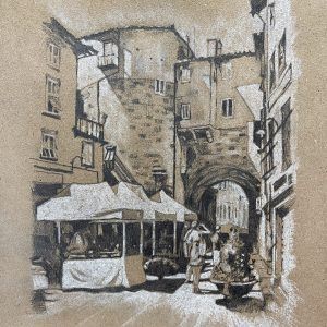 Calle con mercadillo